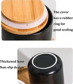 Voorraadpotten Keramiek - Suikerpot 3 Stuks - Deksel Bamboe - Luchtdict Voorraadbussen Potten - Zwart 10 Voorraadpotten Keramiek - Suikerpot 3 Stuks - Deksel Bamboe - Luchtdict Voorraadbussen Potten - Zwart -Keukenbenodigdheden 1037x1200