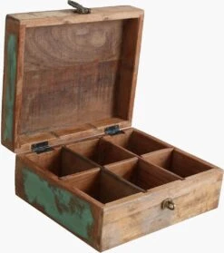 Raw Materials Scrapwood Theedoos – 6 Vakken – Gerecycled Hout -Keukenbenodigdheden 1063x1200 6