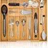 ACAZA Uitschuifbare Bestekbak In Bamboe Hout, Besteklade Met 7 Tot 9 Vakken, Ladeverdeler, Opbergbak, Bestekcassette, Verstelbaar -Keukenbenodigdheden 1135x1200 2