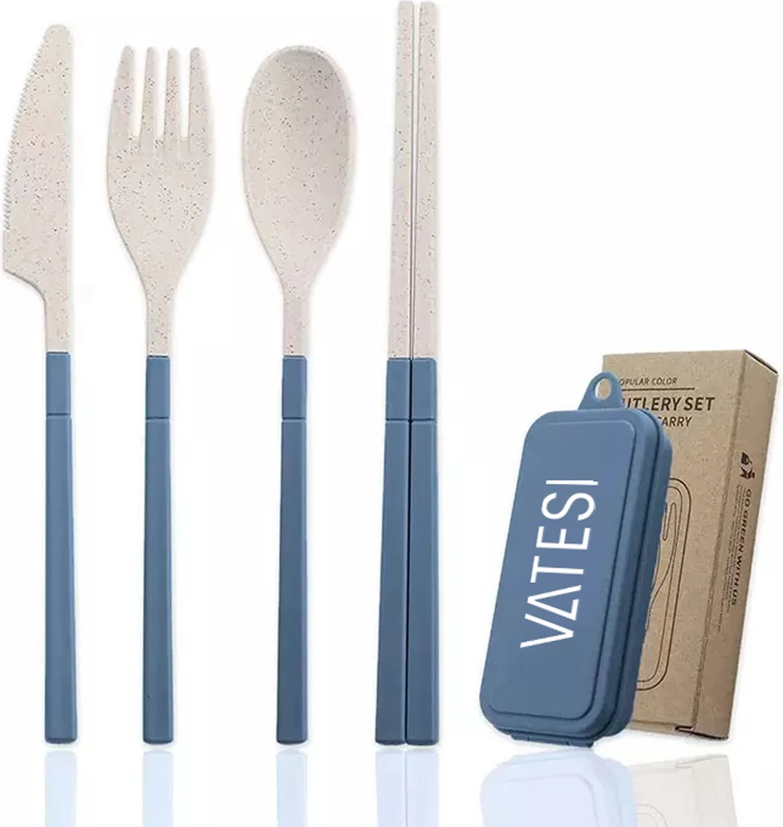 Reisbestek - 5-delig Blauw - Meeneembestek - Bestek To Go 3 Reisbestek - 5-delig Blauw - Meeneembestek - Bestek To Go