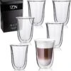 VDN Dubbelwandige Koffieglazen Theeglazen - 300 ML Mokken - Set Van 6 Handgeblazen Cappuccino Latte Macchiato Glazen Dubbelwandig -Keukenbenodigdheden 1140x1200 3