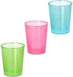 BORRELGLAASJES PS 4cl Roze, Groen En Blauw. (120 STUKS) 3 KLEUREN