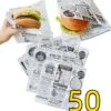 Rainbecom - 50 Stuks - 19 X 17 Cm - Hamburger Zakje Papier - Vetvrij Papier - Papieren Zak Voor Sandwiches - Krant -Keukenbenodigdheden 1157x1200