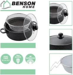 Benson Frituurpan Met Korf - Ø 26 Cm - Carbonstaal Met Marmer Coating -Keukenbenodigdheden 1162x1200 3