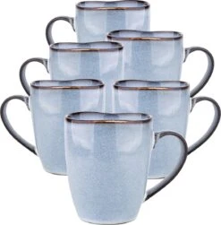Koffiekopjes - Cappuccino Kop - Theemok - Koffiebeker - Blauw - 320ml - Set Van 6