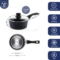 Westinghouse Steelpan Inductie - Ø 18 Cm - Zwart Marmer - Met Deksel - Sauspan 14 Westinghouse Steelpan Inductie - Ø 18 Cm - Zwart Marmer - Met Deksel - Sauspan -Keukenbenodigdheden 1190x1200 10
