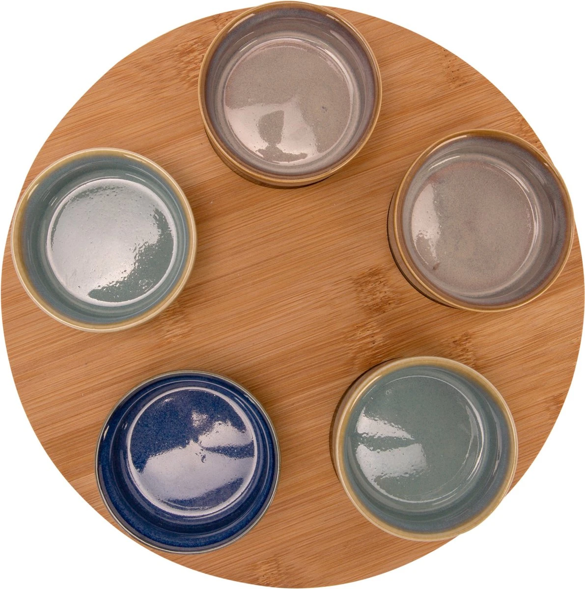 Cosy & Trendy Serveerplank Bamboe Dia 25 Cm Met 5x Luxe Hapjes/saus/tapas Schaaltjes 5 Cosy & Trendy Serveerplank Bamboe Dia 25 Cm Met 5x Luxe Hapjes/saus/tapas Schaaltjes - Afbeelding 3