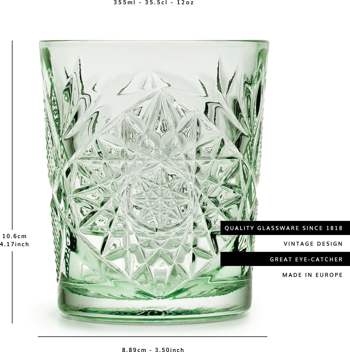 Libbey Drinkglas Hobstar Ebony Green – 355 Ml/ 35,5 Cl - 6 Stuks - Vintage Design - Vaatwasserbestendig - Hoge Kwaliteit 6 Libbey Drinkglas Hobstar Ebony Green – 355 Ml/ 35,5 Cl - 6 Stuks - Vintage Design - Vaatwasserbestendig - Hoge Kwaliteit - Afbeelding 4