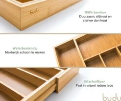 Budu Uitschuifbare Bamboe Bestekbak #38 (38 Cm Diep) - Bestekcassette Hout - Besteklade - 38 X 29,5 - 47,8 Cm - 5/7 Vakken -Keukenbenodigdheden 1200x1000 4