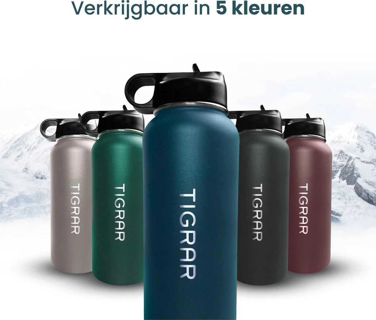 Tigrar - Waterfles - Drinkfles - Thermosfles 1 Liter Dubbelwandig - RVS - (Staal) Blauw - Incl. Extra Dop 3 Rietjes En Reiniger 8 Tigrar - Waterfles - Drinkfles - Thermosfles 1 Liter Dubbelwandig - RVS - (Staal) Blauw - Incl. Extra Dop 3 Rietjes En Reiniger - Afbeelding 6