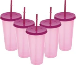 Herbruikbare Bekers Met Rietje En Deksel Van Plastic – Starbucks Design – Drinkbekers Met Rietje – Kleur Veranderende Beker – 5 Pack -Keukenbenodigdheden 1200x1031 1