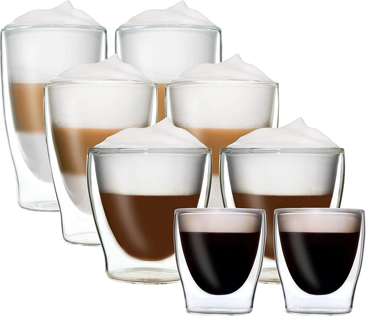 DUOS Gläser 2x (80, 200, 310, 400ml) - Feelino Dubbelwandige Glazen/thermoglazen/theeglazen/koffieglazen Met Zweefeffect Houden Dranken Langer Warm En Langer Koud 3 DUOS Gläser 2x (80, 200, 310, 400ml) - Feelino Dubbelwandige Glazen/thermoglazen/theeglazen/koffieglazen Met Zweefeffect Houden Dranken Langer Warm En Langer Koud