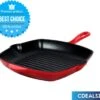 Cdealsz® Grillpan Gietijzer - Inductie - Rood - 28 Cm