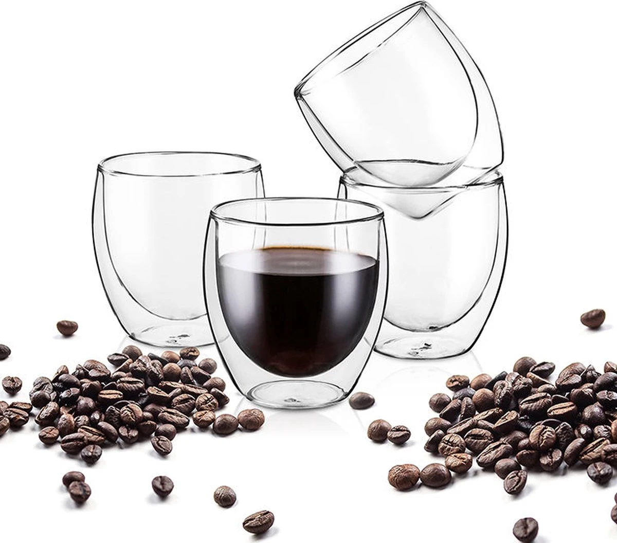 Dubbelwandige Koffieglazen - Set Van 4 - Dubbelwandige Glazen - Theeglazen - 150 Ml - Ook Geschikt Voor Krups, Senseo, Nespresso & Espresso 4 Dubbelwandige Koffieglazen - Set Van 4 - Dubbelwandige Glazen - Theeglazen - 150 Ml - Ook Geschikt Voor Krups, Senseo, Nespresso & Espresso - Afbeelding 2