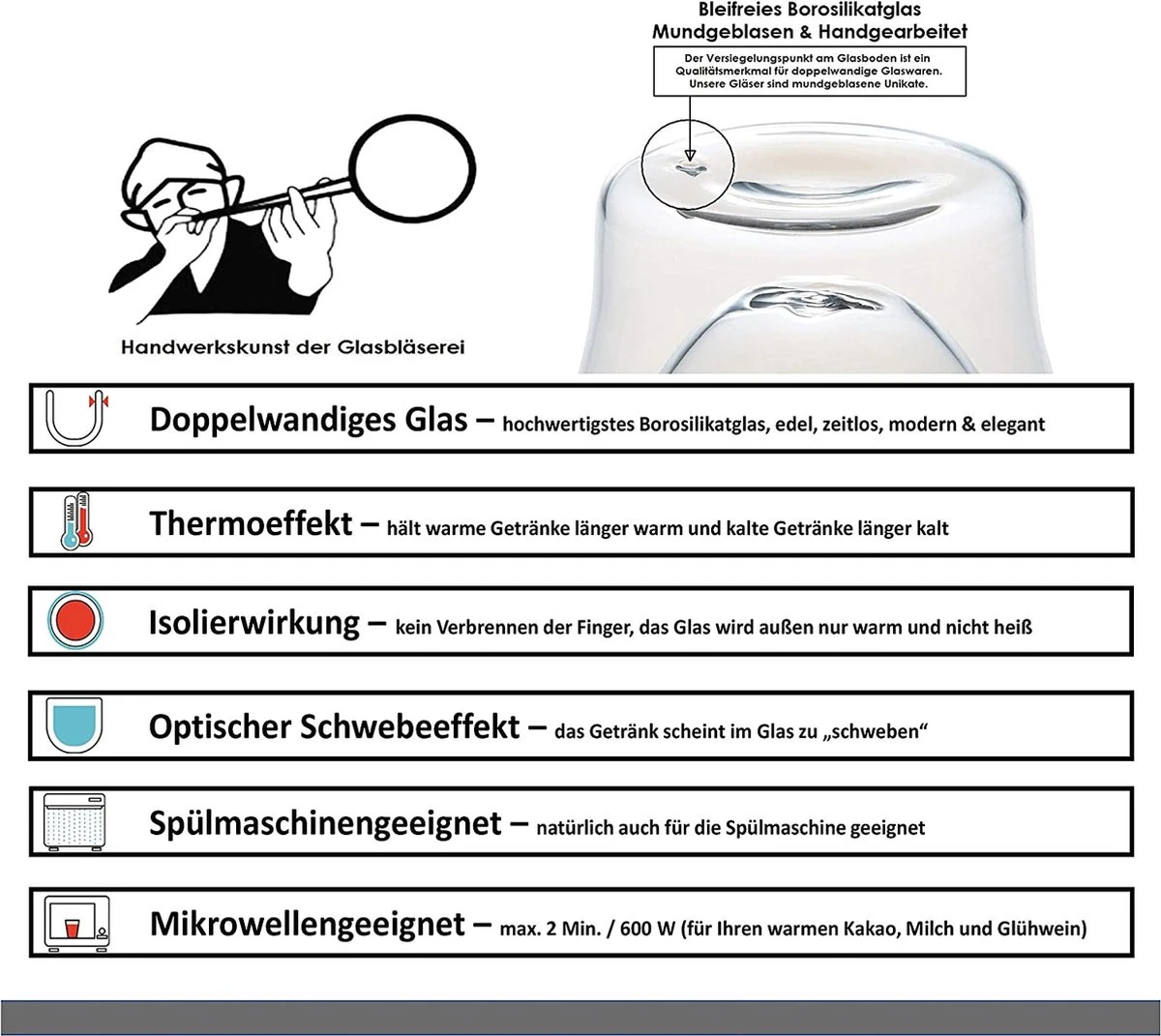 DUOS Gläser 2x (80, 200, 310, 400ml) - Feelino Dubbelwandige Glazen/thermoglazen/theeglazen/koffieglazen Met Zweefeffect Houden Dranken Langer Warm En Langer Koud 6 DUOS Gläser 2x (80, 200, 310, 400ml) - Feelino Dubbelwandige Glazen/thermoglazen/theeglazen/koffieglazen Met Zweefeffect Houden Dranken Langer Warm En Langer Koud - Afbeelding 4