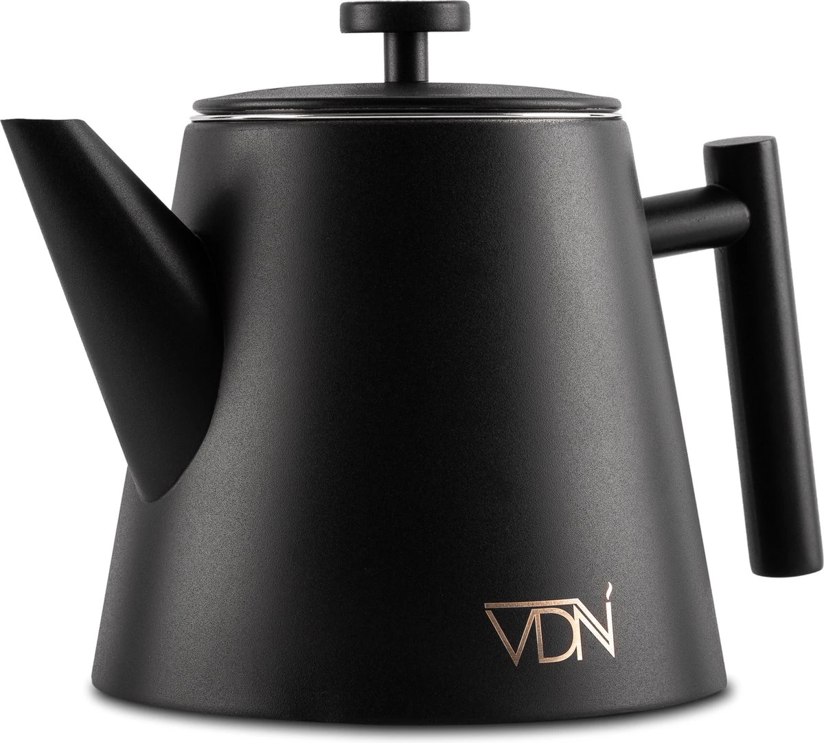 VDN RVS Theepot Dubbelwandig Met Filter - Zwarte Theekan 1 Liter - 902 3 VDN RVS Theepot Dubbelwandig Met Filter - Zwarte Theekan 1 Liter - 902