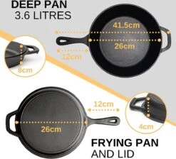 Nuovva 2-in-1 Gietijzeren Steelpan En Braadpan Of Grillplaat Met Dubbel Functie Koekenpan Deksel - 3 Liter - 26cm 11 Nuovva 2-in-1 Gietijzeren Steelpan En Braadpan Of Grillplaat Met Dubbel Functie Koekenpan Deksel - 3 Liter - 26cm -Keukenbenodigdheden 1200x1086 3