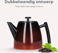 Vaja® Theepot Juliette Met Filter - Dubbelwandig -Theekan 1.0L - Glimmend Zwart -Keukenbenodigdheden 1200x1099 4