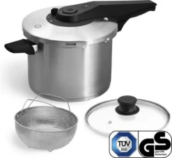 Springlane Roestvrijstalen Snelkookpan - Inductie - Pressure Cooker - 6,0 L Met Stoommand