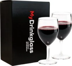 MyDrinkglass Wijnglazen Lissabon | Plastic Wijnglazen | 2 Stuks | Wijnglazen Witte Wijn | Wijnglazen Rood | Wijnglazen Set | Camping Glazen | Zero Waste | Herbruikbaar | Onbreekbaar Wijnglas | 270 Ml |