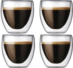 Dubbelwandige Koffieglazen - Set Van 4 - Dubbelwandige Glazen - Theeglazen - 150 Ml - Ook Geschikt Voor Krups, Senseo, Nespresso & Espresso