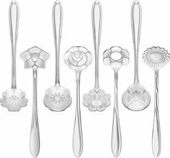 Fako Bijoux® - Bloemen Lepels Set - Theelepel / Koffielepel - 12cm - Zilver - 8 Stuks