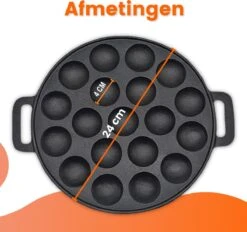 Poffertjespan - Gietijzer - Ø 24 Cm - Poffertjesmaker - 19 Poffertjes - Poffertjespan Inductie -Keukenbenodigdheden 1200x1127 5