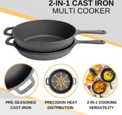 Nuovva 2-in-1 Gietijzeren Steelpan En Braadpan Of Grillplaat Met Dubbel Functie Koekenpan Deksel - 3 Liter - 26cm 10 Nuovva 2-in-1 Gietijzeren Steelpan En Braadpan Of Grillplaat Met Dubbel Functie Koekenpan Deksel - 3 Liter - 26cm -Keukenbenodigdheden 1200x1134 4