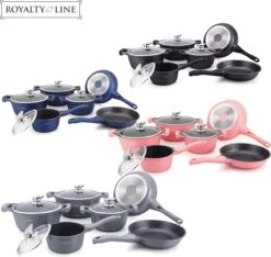 Royalty Line 10-delige Pannenset-- RVS - Gietijzer- Roze -Keukenbenodigdheden 1200x1137 1
