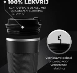 Volcan RVS Koffiebeker To Go Met Sleeve - Thermosbeker - Theebeker - Coffee - Zwart -Keukenbenodigdheden 1200x1142 1