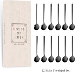 House Of Husk® Theelepels Set - Theelepeltjes - Koffielepels - Koffielepeltjes - RVS - 13cm - 12 Stuks - Zwart -Keukenbenodigdheden 1200x1150
