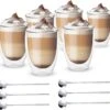 Vaja® Koffieglazen Set – Theeglazen Met Lepel – 350 Ml- Dubbelwandig - Cappuccino Glazen – Latte Macchiato Glazen - Theeglas 6 Stuks -Keukenbenodigdheden 1200x1151 11