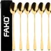 Fako Bijoux® - 6 Lange Lepels - Latte Macchiato - Longdrink - Cocktail - Dessert - IJs - Koffie - Goud - 6 Stuks - Bewaarzakje -Keukenbenodigdheden 1200x1155 8