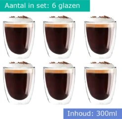 Luxe Dubbelwandige Koffieglazen - Latte Macchiato Glazen - Cappuccino Glazen - 300 ML - Set Van 6 13 Luxe Dubbelwandige Koffieglazen - Latte Macchiato Glazen - Cappuccino Glazen - 300 ML - Set Van 6 -Keukenbenodigdheden 1200x1166 5