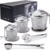 TeaLux 5-Delig RVS Theefilters Set Met Maatlepel En Lekbakjes En Knijper - Theezeef Voor Losse Thee En Kruiden - Tea InfuserStrainer Giftset - Verse Thee FilterZeef Cadeau Pakket - Kruidenbuiltje Ei Met Onderzetters - Geschenkset -Keukenbenodigdheden 1200x1171 20