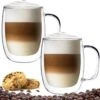 Luxe Latte Macchiato Glazen Met Oor - Dubbelwandige Koffieglazen - Cappuccino Glazen - 400 ML - 2x