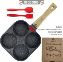 W&Z® Pannenkoekenpan Inductie - Pancake Pan - Omeletpan - Omeletmaker -Eierpan- Anti Aanbak - 4 Vakjes -Keukenbenodigdheden 1200x1179 5