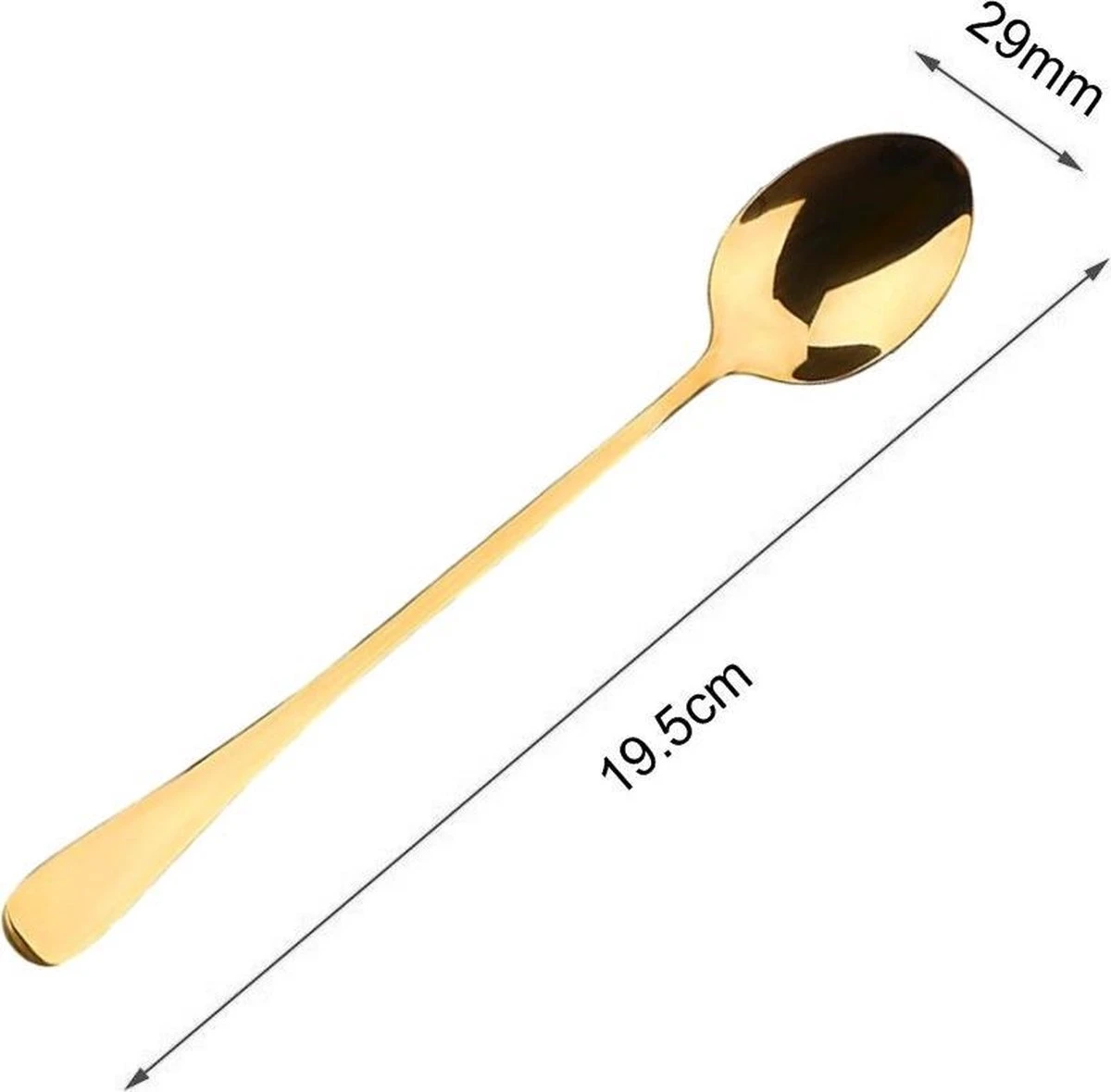 Fako Bijoux® - 6 Lange Lepels - Latte Macchiato - Longdrink - Cocktail - Dessert - IJs - Koffie - Goud - 6 Stuks - Bewaarzakje 4 Fako Bijoux® - 6 Lange Lepels - Latte Macchiato - Longdrink - Cocktail - Dessert - IJs - Koffie - Goud - 6 Stuks - Bewaarzakje - Afbeelding 2