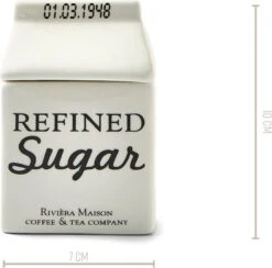 Riviera Maison Suikerpot, Voorraadpot - Carton Jar Sugar – Wit - (LxBxH) 7.6x7.6x10 Cm -Keukenbenodigdheden 1200x1185