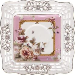 Clayre & Eef Kop En Schotel 200 Ml Roze Wit Porselein Rond Bloemen Servies Cadeau Voor Haar Cappuccino -Keukenbenodigdheden 1200x1188