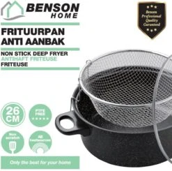 Benson Frituurpan Met Korf - Ø 26 Cm - Carbonstaal Met Marmer Coating -Keukenbenodigdheden 1200x1192 7