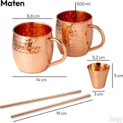 Gadgy Moscow Mule Bekers Set - 100% Koper - Cocktailset : 2 Cocktailglazen, 2 Rietjes & 1 Barmaatje -Keukenbenodigdheden 1200x1196 27
