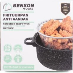 Benson Frituurpan Met Korf - Ø 26 Cm - Carbonstaal Met Marmer Coating -Keukenbenodigdheden 1200x1199 13