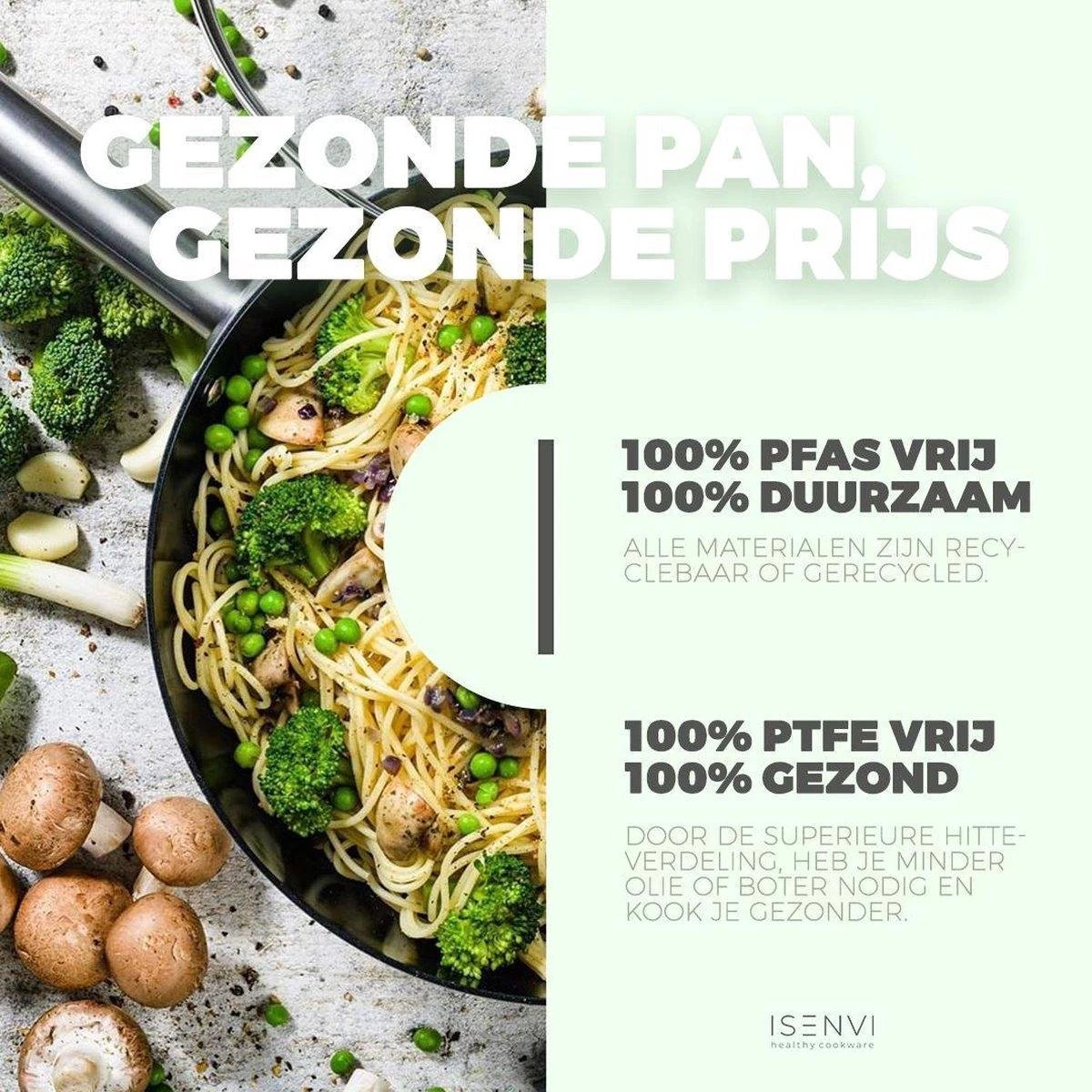 ISENVI Murray Keramische Wokpan 32CM - RVS Greep 7 ISENVI Murray Keramische Wokpan 32CM - RVS Greep - Afbeelding 5