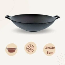 Orange85 Gietijzeren Wokpan - Alle Warmtebronnen - Inductie - Wok - Zwart - 31cm - Gietijzer - Wokpannen 13 Orange85 Gietijzeren Wokpan - Alle Warmtebronnen - Inductie - Wok - Zwart - 31cm - Gietijzer - Wokpannen -Keukenbenodigdheden 1200x1200 1070