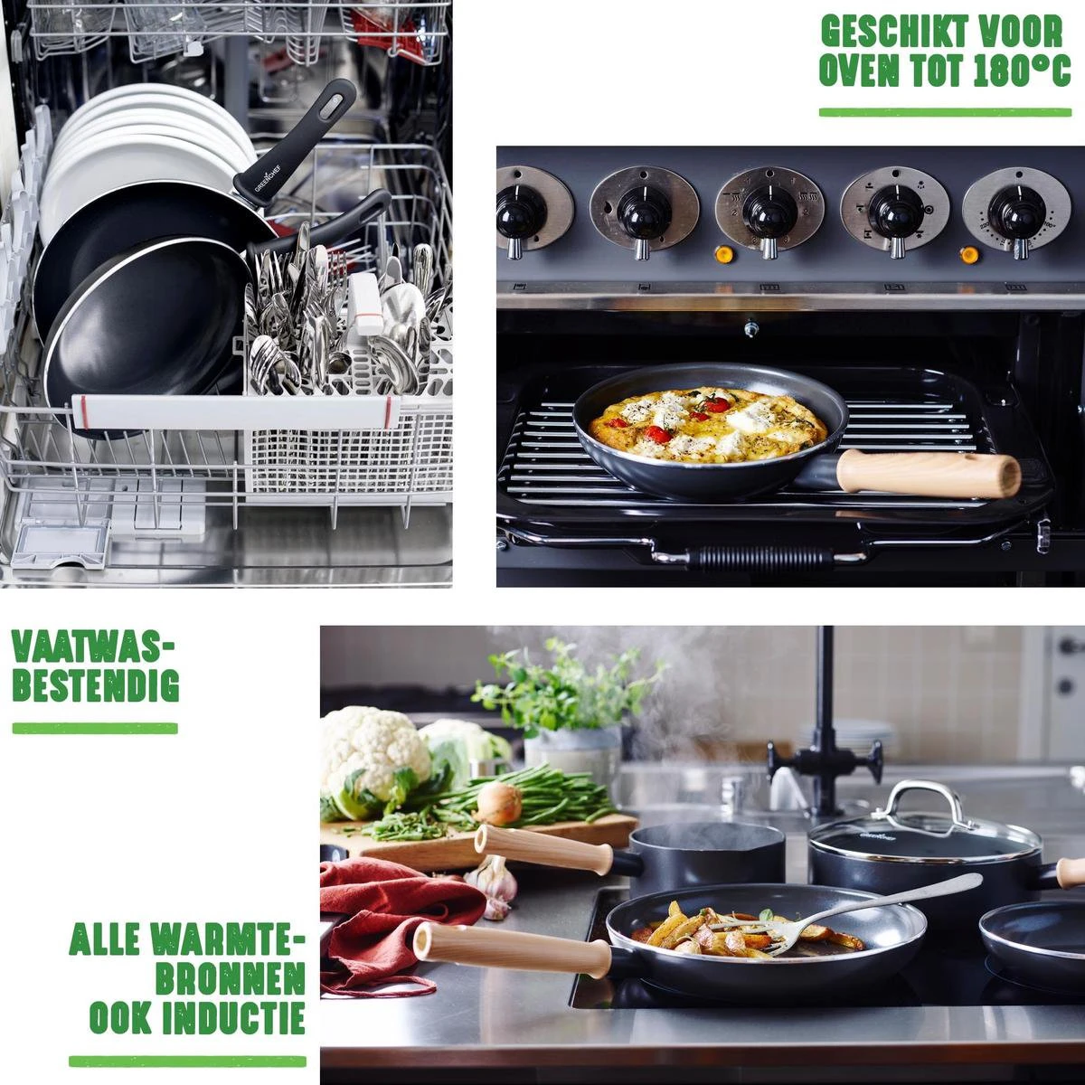 GreenChef Vintage Koekenpan 28cm - Zwart - Inductie - PFAS-vrij 8 GreenChef Vintage Koekenpan 28cm - Zwart - Inductie - PFAS-vrij - Afbeelding 6