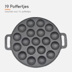 Ocina Poffertjespan– 19 Poffertjes – Poffertjesmaker – Poffertjespan Inductie – Poffertjespan Electrisch – Gietijzeren Pan – Inclusief Warmtebestendige Handvaten– Gratis Receptenboek -Keukenbenodigdheden 1200x1200 1200