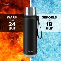 TravelR Thermosfles - Thermoskan - Drinkfles - Isoleerfles - BPA Vrij - Roestvrij Staal - 750 ML - Mat Zwart -Keukenbenodigdheden 1200x1200 121