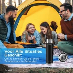 TravelR Thermosfles - Thermoskan - Drinkfles - Isoleerfles - BPA Vrij - Roestvrij Staal - 750 ML - Mat Zwart -Keukenbenodigdheden 1200x1200 122