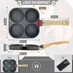 W&Z® Pannenkoekenpan Inductie - Pancake Pan - Omeletpan - Omeletmaker -Eierpan- Anti Aanbak - 4 Vakjes -Keukenbenodigdheden 1200x1200 1252